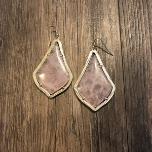 Kendra Scott Alex Gold Drop Earrings - Rose Quartz